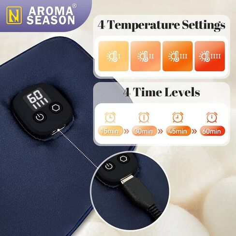 Aroma Season Silk Heated Eye Mask Cordless, 1500mAh Warm Eye Compress for Dry Eyes, Blepharitis, 4 Time Levels and 4 Temperature Settings, Washable (Navy Blue) in Kuwait