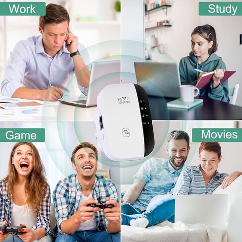 WiFi Extender Signal Booster for Home, 300Mbps 2.4GHz WiFi Repeater Wireless Range Extender with Ethernet Ports, 360° Full Wi-Fi Coverage, Supports Repeater/AP/Router Mode in Kuwait