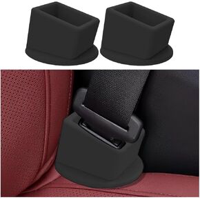 Car Seat Belt Buckle Holder, 2PCS Silicone Easy Access Vehicle Seatbelt Booster, Automotive Safetybelt Fixer Accessories to Make Buckling Upright Positioning, Universal for Most Cars (Black) in Kuwait