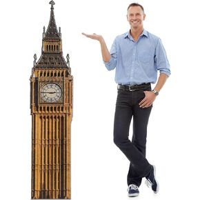 6 Feet British International Party Decorations Big Ben Cardboard Cutout Stand up Large Big Ben Clock Tower Life Size Photo Props Party Back Drops for England Themed Party Decor