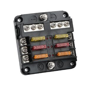 12 Way Marine Fuse Block مع مؤشر LED ، غطاء مقاوم للماء ومقاوم للرطوبة ، 12/24 فولت DC ، 30A لكل دائرة ، 100A لكل لوحة ، ATC/ATO Fuse ، PBT & PC ،