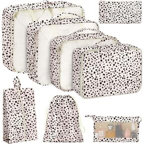 KPX 8 Set Packing Cubes for Travel, Luggage Packing Organizers Accessories Large Toiletries Bag for Clothes Shoes Cosmetics (Strawberry)