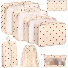 KPX 8 Set Packing Cubes for Travel, Luggage Packing Organizers Accessories Large Toiletries Bag for Clothes Shoes Cosmetics (Strawberry) in Kuwait