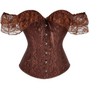 MakeMeChic Women's Renaissance Bustier Floral Off Shoulder Corset Criss Cross Lace Up Shapewear Tops in Kuwait