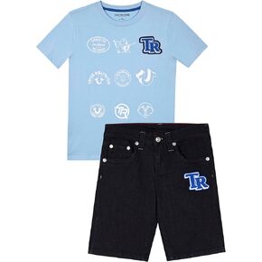 True Religion Boys Short Sets for Kids | Boys Jean Shorts and Tee Shirt Clothing Set