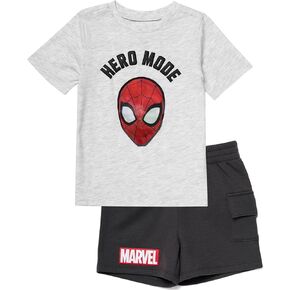 Marvel Spider-Man Boys T-Shirt and Shorts Outfit Set – Holographic Shirt featuring Hulk, Captain America & Superheroes