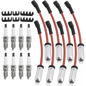 Set of 8 Spark Plugs 41-110 & M8-48322 Spark Plug Wires Compatible with Cadillac Chevy GMC Buick Hummer Pontiac Saab V8 4.8L 5.3L 5.7L 6.0L 6.2L 6.6L 8.1L
