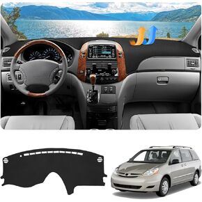 FIILINES Dash Cover for 2004-2010 Toyota Sienna, Dashboard Mat Accessories Dash Cover Sunshade Nonslip Mesh Protector No Glare Black