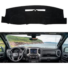 Dashboard Dash Cover Mat Carpet Compatible with 07-14 Chevy Tahoe Suburban Denali Avalanche GMC Yukon/XL,07-13 Chevy Silverado Sierra Without Dash Speaker and Only One Glove Box(Airbag box can open)