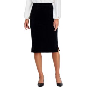 Kasper Women's Pull on Velour Midi Slim Skirt W/Side S