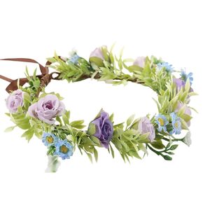 Floral Crown Women Girls - Orange Boho Floral Headpiece with White Green Leaves Charming Flower Flower Beadband for Wedding Photo Shoot