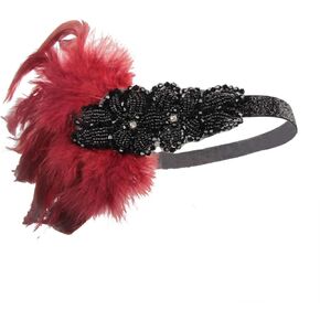 1920s Flapper Headband for Women Black Feather Gatsby Headpiece for Costume Elastic 20s Feather Headbands Girl in Kuwait