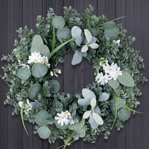 Door Wreath Green Eucalyptus for Front Door Wreaths Spring Summer Olive Wreath 20 Inch Artificial Leaves Mixed Berry Wreaths for All Season Home Farmhouse Porch Year Round Outdoor Wall Decorating