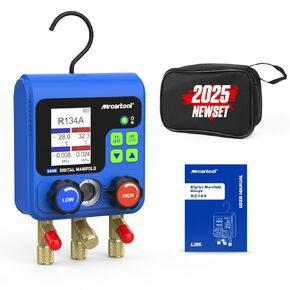 BELEY HVAC Gauges 92 Refrigerant Digital Manifold Gauge Set for R22/R134A/R410A Refrigerant Recharge Kit Vacuum AC Gauges, Digital Manifold Gauge Dual Pressure Test with TFT LCD Display,L205
