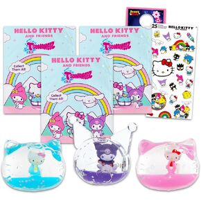 Tsunameez Hello Kitty Keychain Set – Bundle with 3 Blind Bags Feat. Cinnamoroll, My Melody, Kuromi Mystery Head-Shaped Keyrings Plus Stickers & More