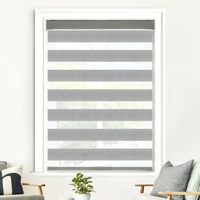 Shecute Zebra Stneds for Windows ، 25W × 72L (دعم حجم مخصص) ، ظلال نافذة حمار وحشي ثنائي الطبقة الرمادية ، غرفة ترشيح خفيفة غامق نافذة ليلية للمنزل ، غرفة نوم ، غرفة معيشة ، أبواب