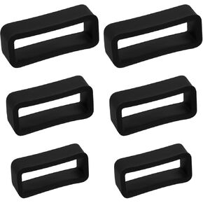 6pcs Watch Band Keepers, 14/16/18mm Silicone Watch Strap Retainer Holder Loop Replacement Parts Watchband Fastener for Smart Sport Watchers Clasp Ring Accessories (Black)