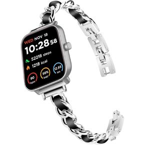 Lysandra Slim Bands Women Women أنيقة أنيقة متوافقة مع IDW13 ، IDW16 ، IDW19 ، IDW17 Smartwatch Band ، حزام سوار سلسلة معدنية قابل للتعديل مع جلد لـ Fitpolo/Woneligo W3 Smartwatch