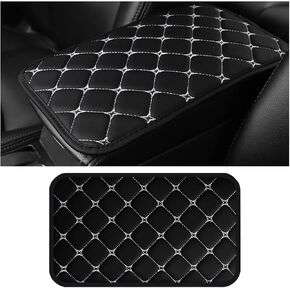 Car Center Console Cushion Pad, PU Leather Vehicle Armrest Protection Cover, Waterproof Automotive Interior Arm Rest Seat Box Mat Accessories, Universal for SUV, Sedan, Truck (Black/Blue)