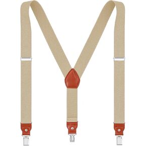 Men's suspenders Elastic Y Back Adjustable Heavy Duty Strong Clips 1.4" Wide