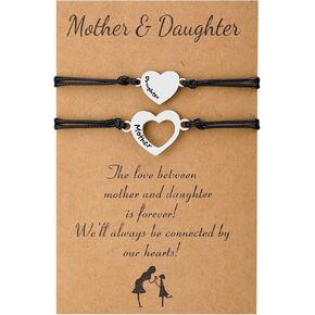 LCBULU MOTHERS DAY GIFTS - أساور الأم الابنة المجوهرات هدايا عيد ميلاد لأمي الأم هدية من ابنة مطابقة مجموعة سوار القلب من 2