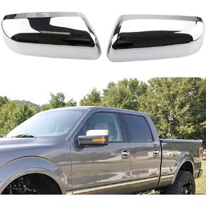 أغطية أغطية نصف مرآة علوية مطلية بالكروم متوافقة مع 2009-2014 Ford F150 2 باب 4 أبواب مرآة رؤية جانبية غطاء خلفي غطاء تراكب