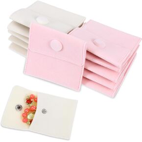 12pcs Microfiber Jewelry Pouch, 7x7cm Jewelry Packaging Bag Luxury Small Jewelry Gift Bags Package Snap Button with Divider Small Jewelry Pouch Envelope Style Packaging for Bracelet Necklace