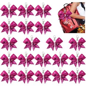 Aileam Cheer Bow Keychains Rhinestone Bow Keychains Bulk Gifts Teen Sports Accessories