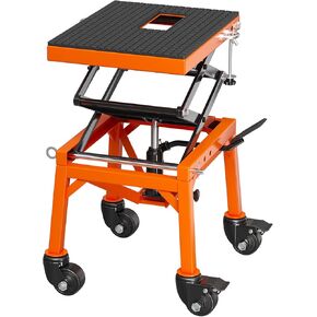 350 Lbs Hydraulic Motorcycle Scissor Lift Jack,14"-36" Lifting Height,Foot-Operated Motorcycle Stand Lift with 4 Wheels for ATV Dirt Bike,Orange