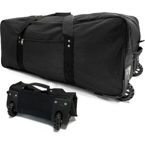 36" Huge Bag with Wheels Extra Large Foldable Duffel Bag Collapsible Rolling Travel Bag Heavy-Duty Cargo Duffle for Travel, Camping & Moving, Water-Resistant 600D Oxford, Black