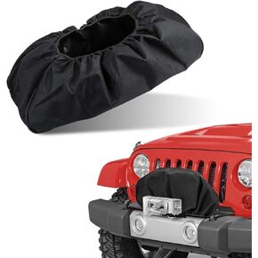 غطاء Winch Care-1 Car ، 21.6 "× 9.4" × 7.4 "حامي WINCH مقاوم للماء مقاوم للماء مقابل 8500-17500 رطل ، وغطاء رافعة قابلة للسحب مرنة ، عالمي للسيارات والسيارات على الطرق الوعرة (أسود)