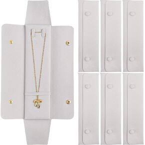 Framendino, 6 Pack Velvet Necklace Case Travel Jewelry Bag Organizer Pouch Holder Box for Women Storage White