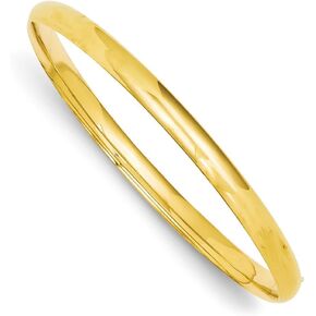 Solid 14K Yellow Gold 3 16 High Polished Hinged Bangle Bracelet