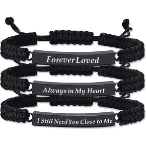 RIPFEVURN 3 Pack Cremation Jewelry Urn Bracelet for Ashes for Women Men Adjustable Memorial Keepsake Bangle Rope Braided Bracelet