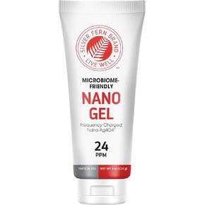 العلامة التجارية Silver Fern-تردد Nano Gel Chargle Silver 24ppm-دعم الجلد للتخفيضات والحروق والاختلالات والتهيج-هلام الفضة الممتاز السريع-الصديق للميكروبيوم و GRAS معتمد-4 أوقية