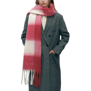 Women Chunky Plaid Scarf Oversized Big Grid Tassel Large Wrap Scarf Soft Fall Winter Thick Warm Shawl Scarves