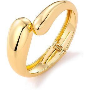 KISS WIFE Gold Bangles for Women, Chunky Gold Cuff Bracelets, Trendy Irregular Minimalist Open Wide Wrist Cuff Bracelet Jewelry Gift