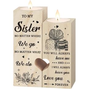 SteadStyle Sister Gifts for Mothers Day – Heart-Shaped Candle Holders, Birthday Gifts from Sisters, Best Sister Gift for Graduation, Mother's Day, Christmas, Wedding, or Thank You