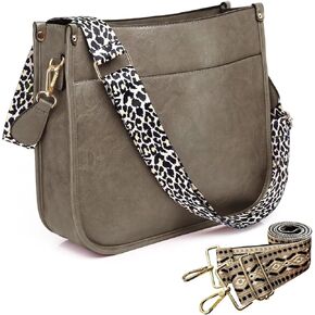 AUYOCO Vegan Leather Crossbody Bags for Women, Crossbody Purse with Guitar Strap Zipped Pockets Handbag Shoulder Bag