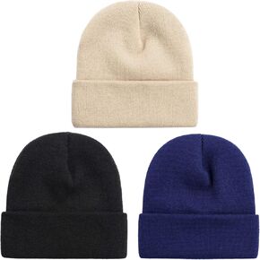 NPQQUAN 3 Packs Unisex Beanie Hats for Men Women Winter Knit Beanies