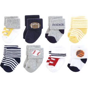 Hudson Baby Baby Infant Boy Cotton Rich Newborn and Terry Socks, Sports Rookie, 0-6 Months, Blue