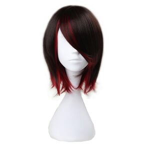 Miss U Hair Girl's Short Straight Black Brown and Red Anime Cosplay Costume Wig C028