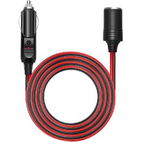CHANZON 12V/24V 1 to 2 Car Cigarette Lighter Splitter Adapter, 7in UL Wire with 15A Fuse, Auto DC Power Supply Extension Cord with Plug Socket, 2 Way Y Adapter with Dual Power Charger Port