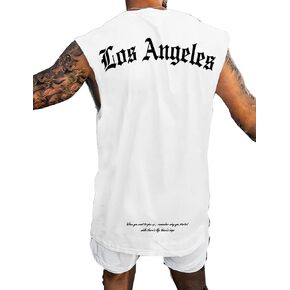 OYOANGLE Men's Letter Graphic Print Tank Top Crew Neck Sleeveless T-Shirts Summer Tops Streetwear