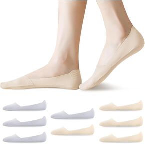 YSense 8 Pairs Thin No Show Socks - Womens Low Cut Liner Non Slip Invisible Flat Cotton Loafer Socks