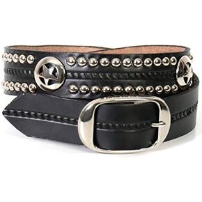Leathers الساخنة 11065 الحجم الأسود 36 من جلد النجمة الغربية وحزام الأزرار