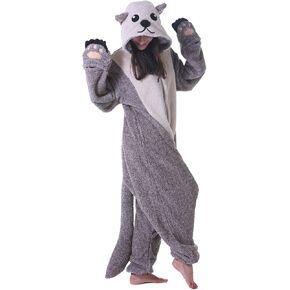 DarkCom Sea Otter Onesie Halloween Costume One Piece Unisex Adult Pajamas Women Men Sleepwear Christmas Pajamas