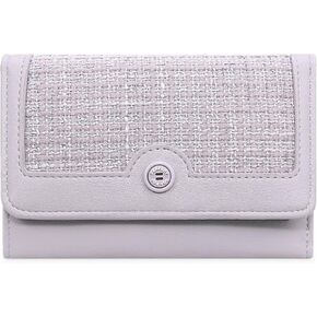 Women's Clutch Wallet, PU Leather Woven Print Credit Card Holder, Tri-fold Zipper Coin Purse with ID Window (Pink)