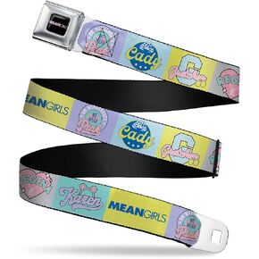 Paramount Pictures Belt, Seatbelt Buckle Belt, Mean Girls The Plastics Icon Blocks Multi Pastel, Adjustable