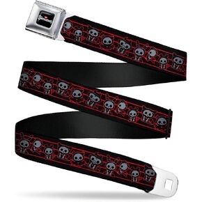 Skelanimals Belt, Seatbelt Buckle Belt, Skelanimals Six Character Collage Black Red Grays, Adjustable